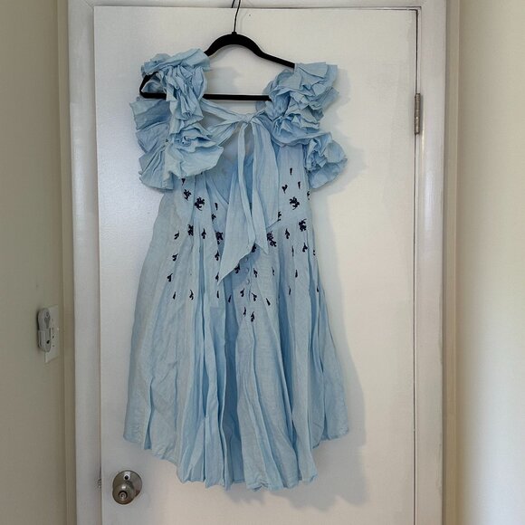 EUC Fanm Mon Galata Dress in Light Lagoon - Size Large - Picture 4 of 6